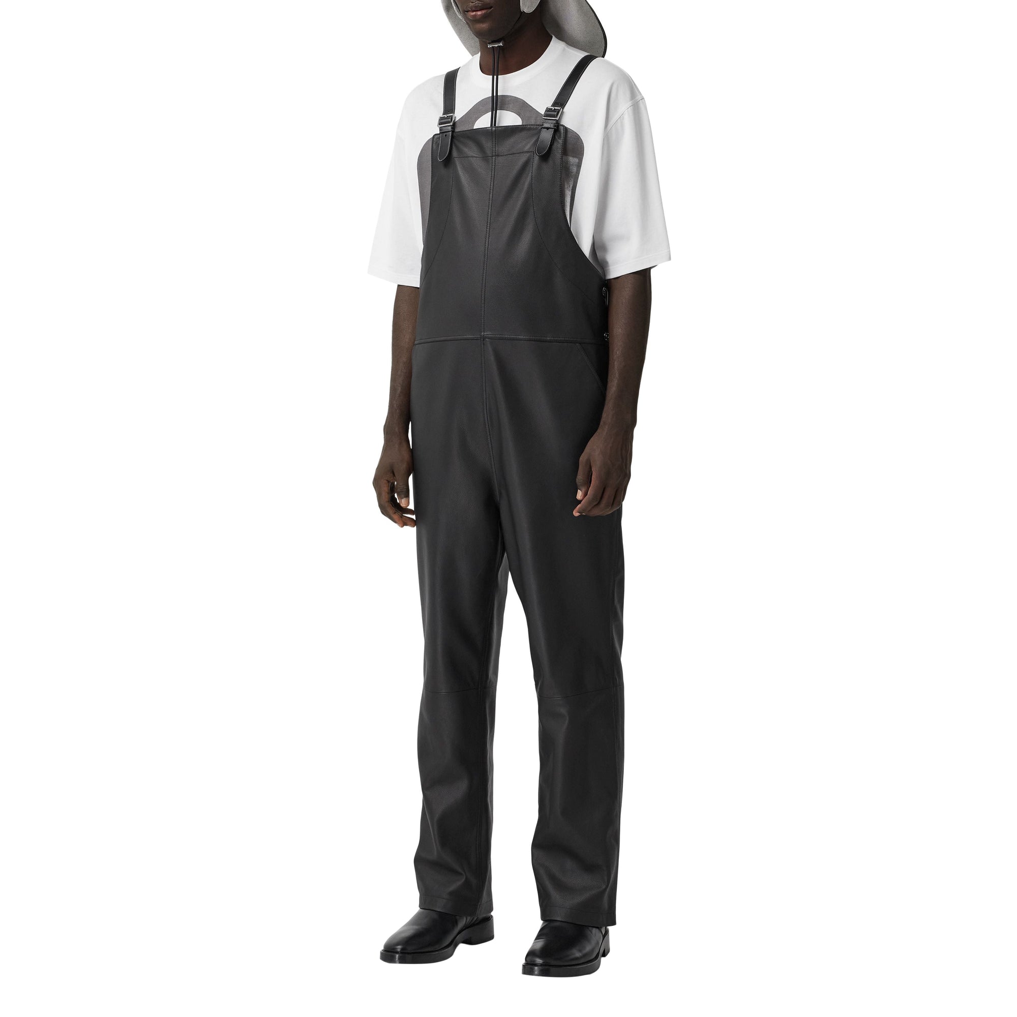 Salopette en cuir avec aileron de requin - Black