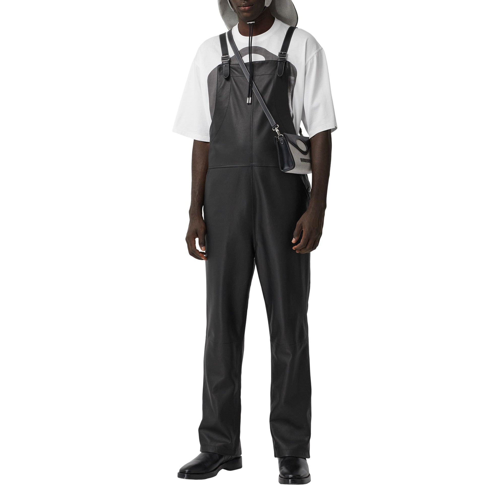 Salopette en cuir avec aileron de requin - Black