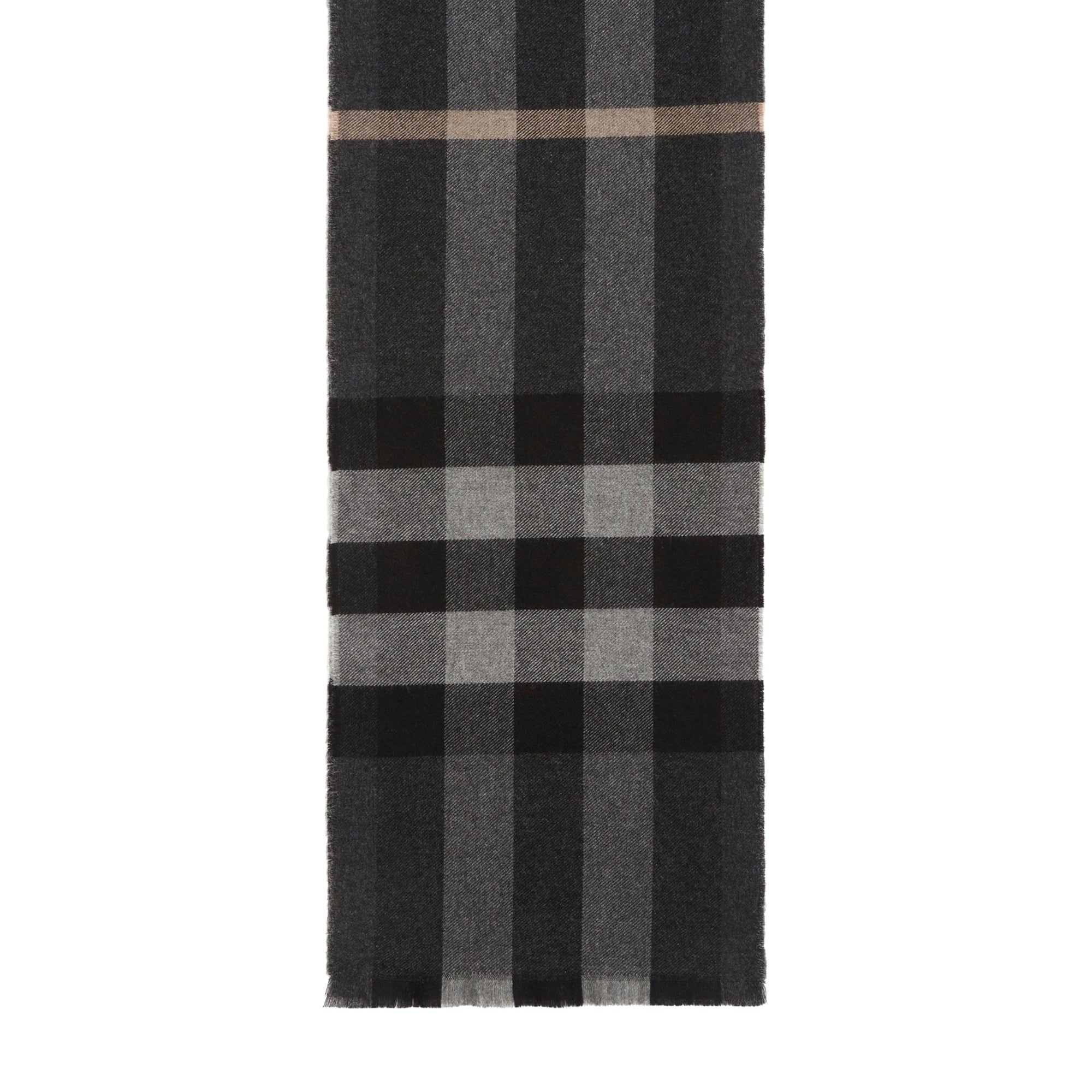 Écharpe à carreaux éclatés géants à franges x lash en cachemire - Mid Grey Melange