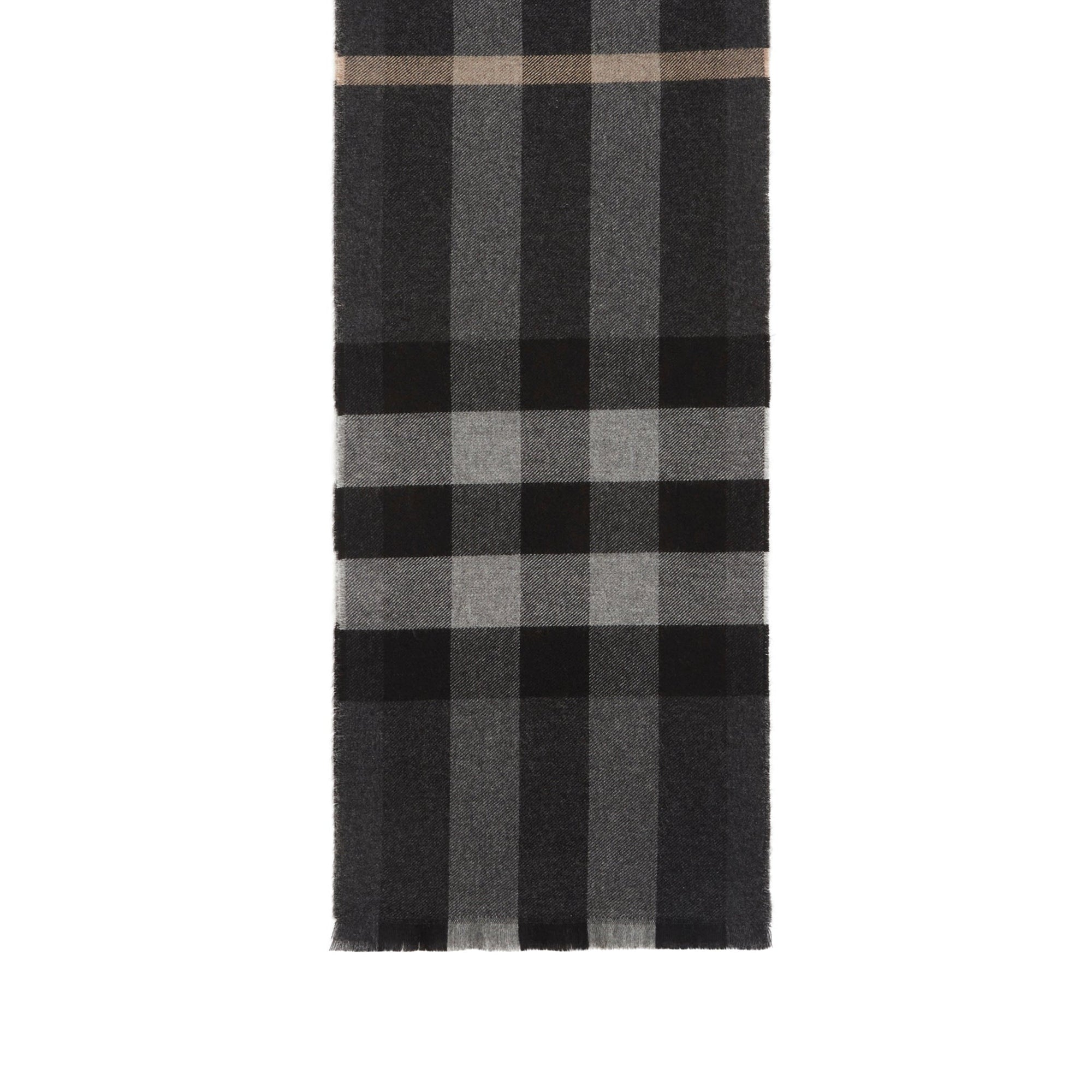 Écharpe à carreaux éclatés géants à franges x lash en cachemire - Mid Grey Melange