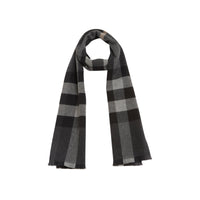 Écharpe à carreaux éclatés géants à franges x lash en cachemire - Mid Grey Melange