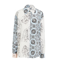 Chemise en soie à imprimé gorille et cachemire - White & Black