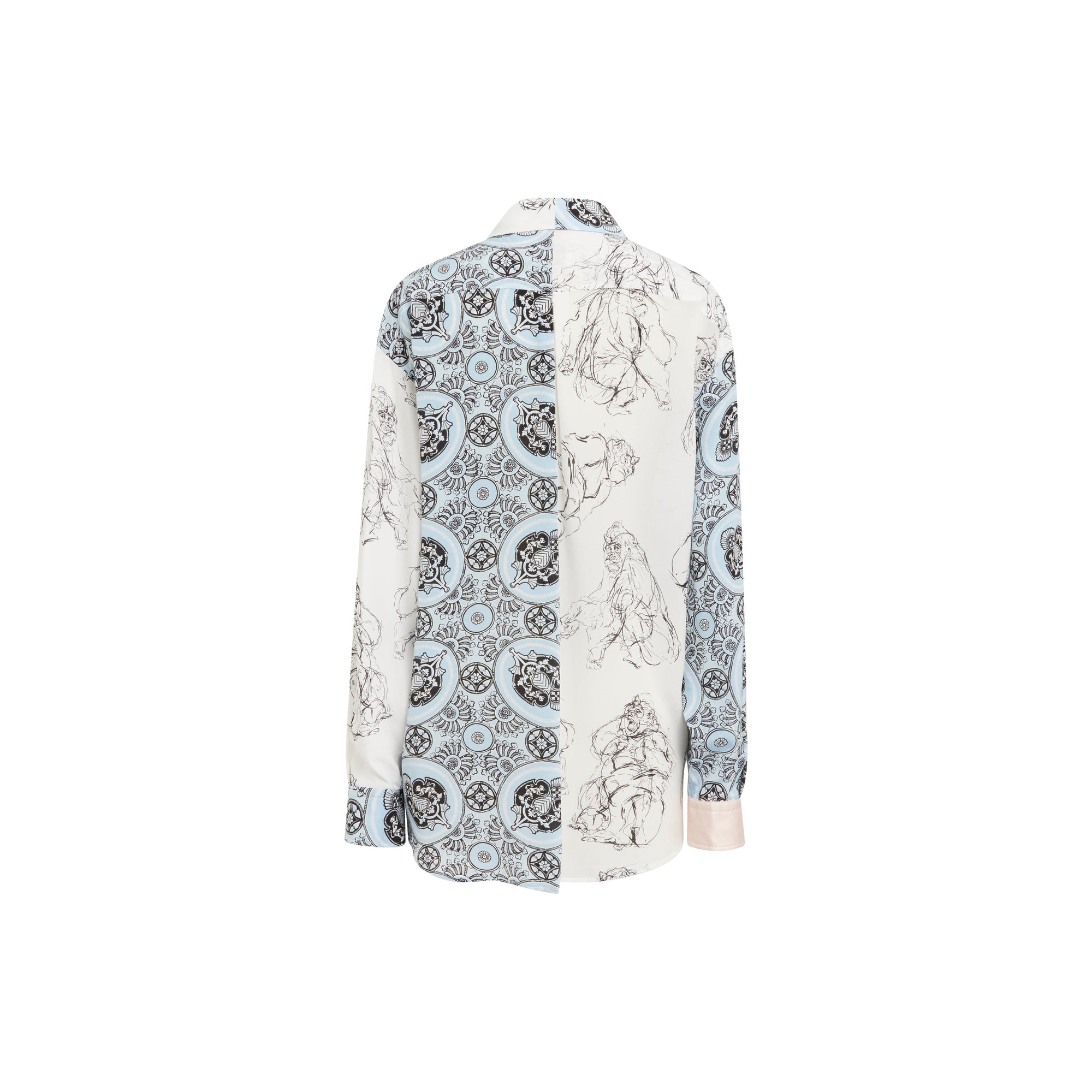 Chemise en soie à imprimé gorille et cachemire - White & Black