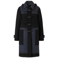 Duffle-coat en laine technique avec panneaux matelassés - Black