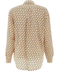 Chemise en crêpe de soie de Chine à imprimé licorne - Ecru