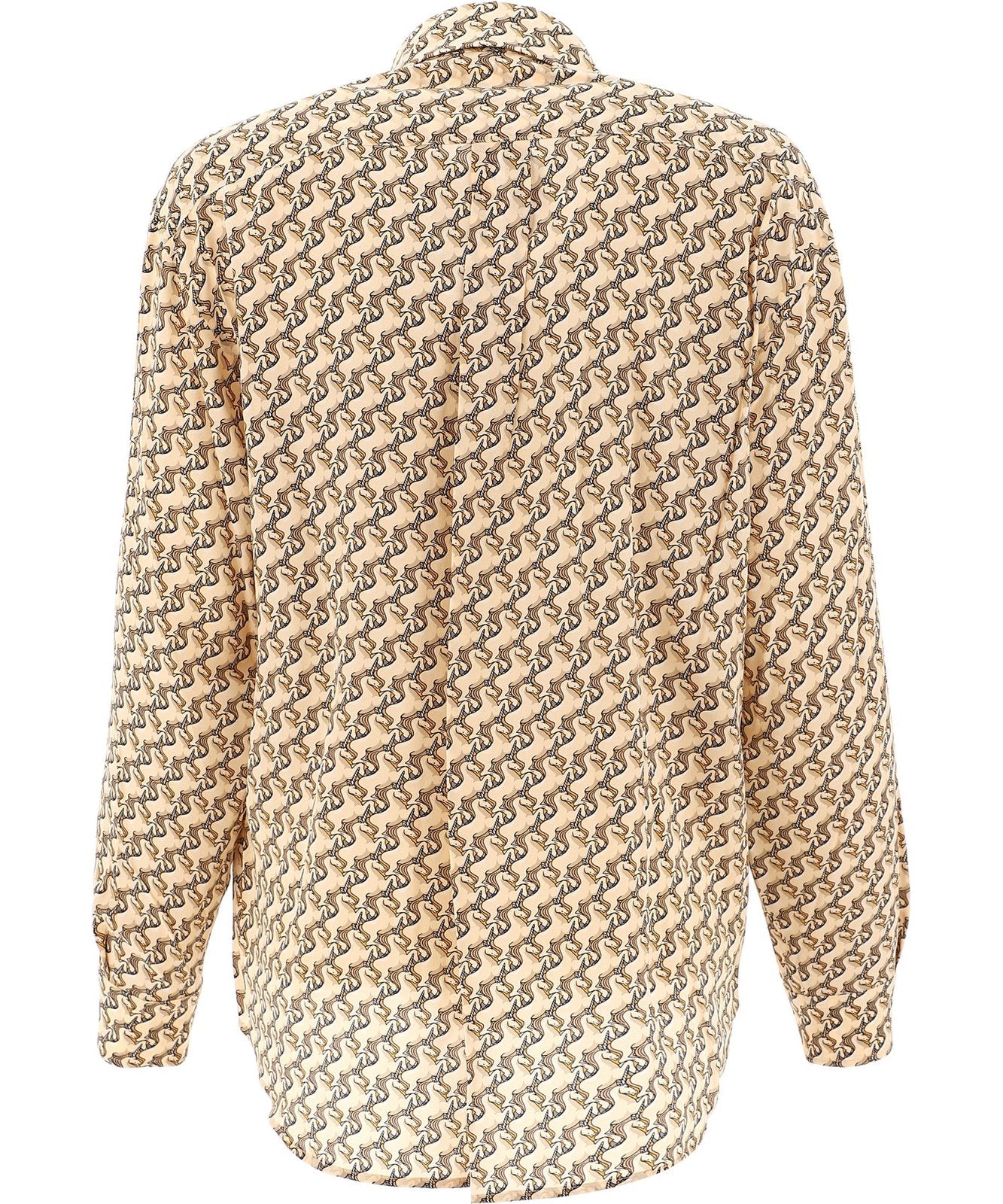 Chemise en crêpe de soie de Chine à imprimé licorne - Ecru