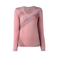 Pull en laine et cachemire avec éléments check - Pale Rose Pink