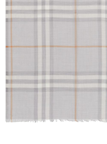 Écharpe légère en laine et soie check - Light Grey