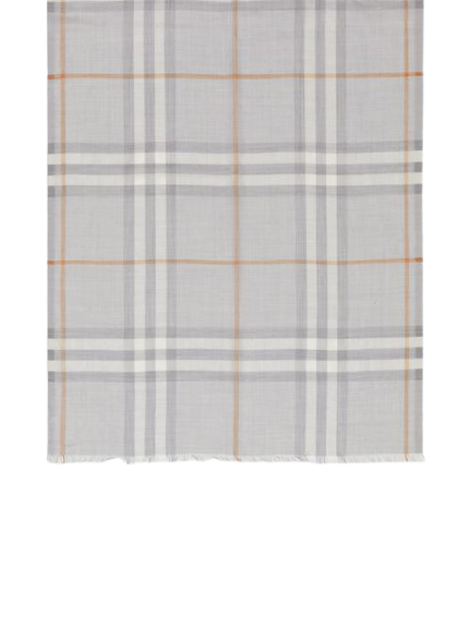 Écharpe légère en laine et soie check - Light Grey