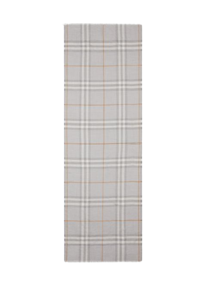 Écharpe légère en laine et soie check - Light Grey