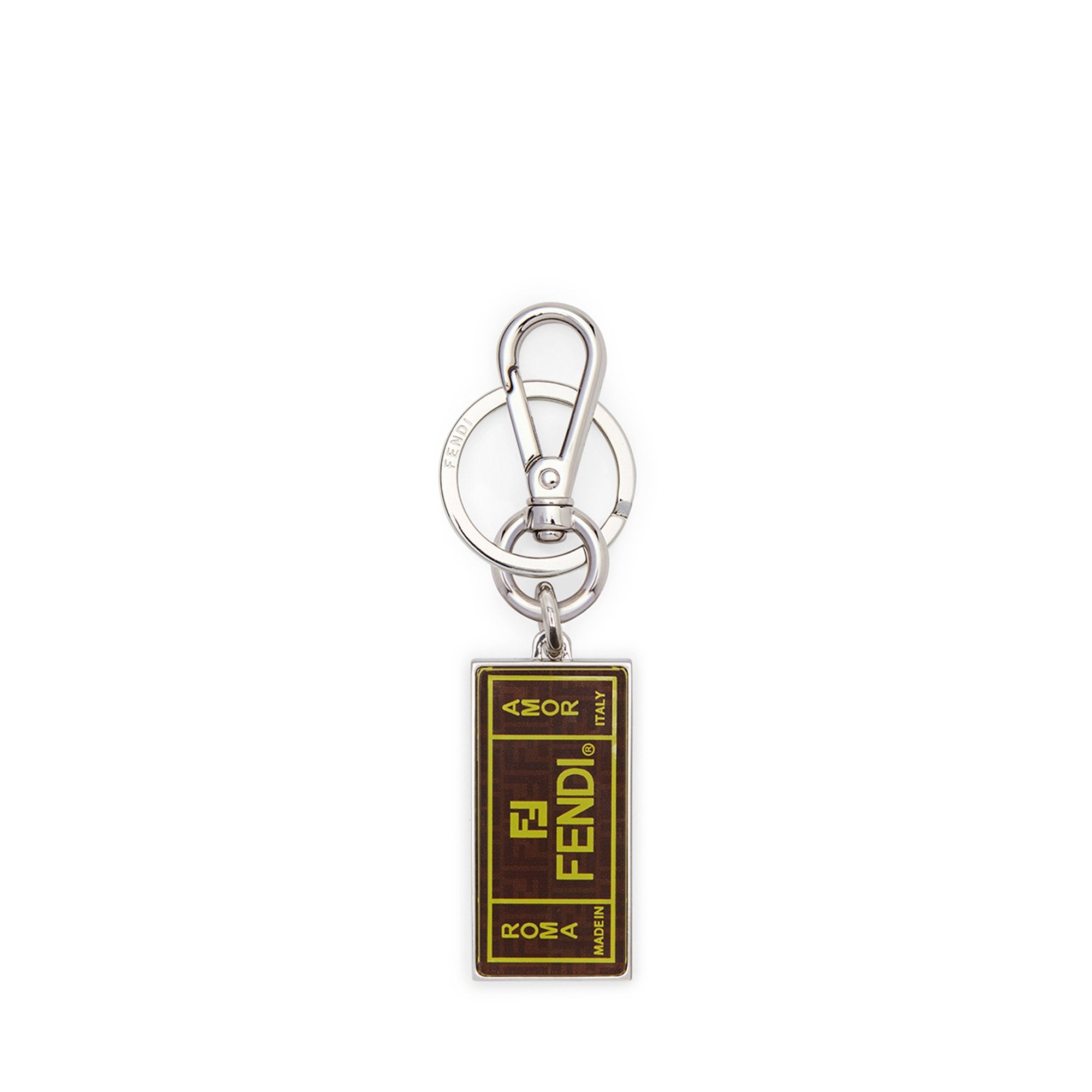 Porte-clés Fendi label - Argent & Marron