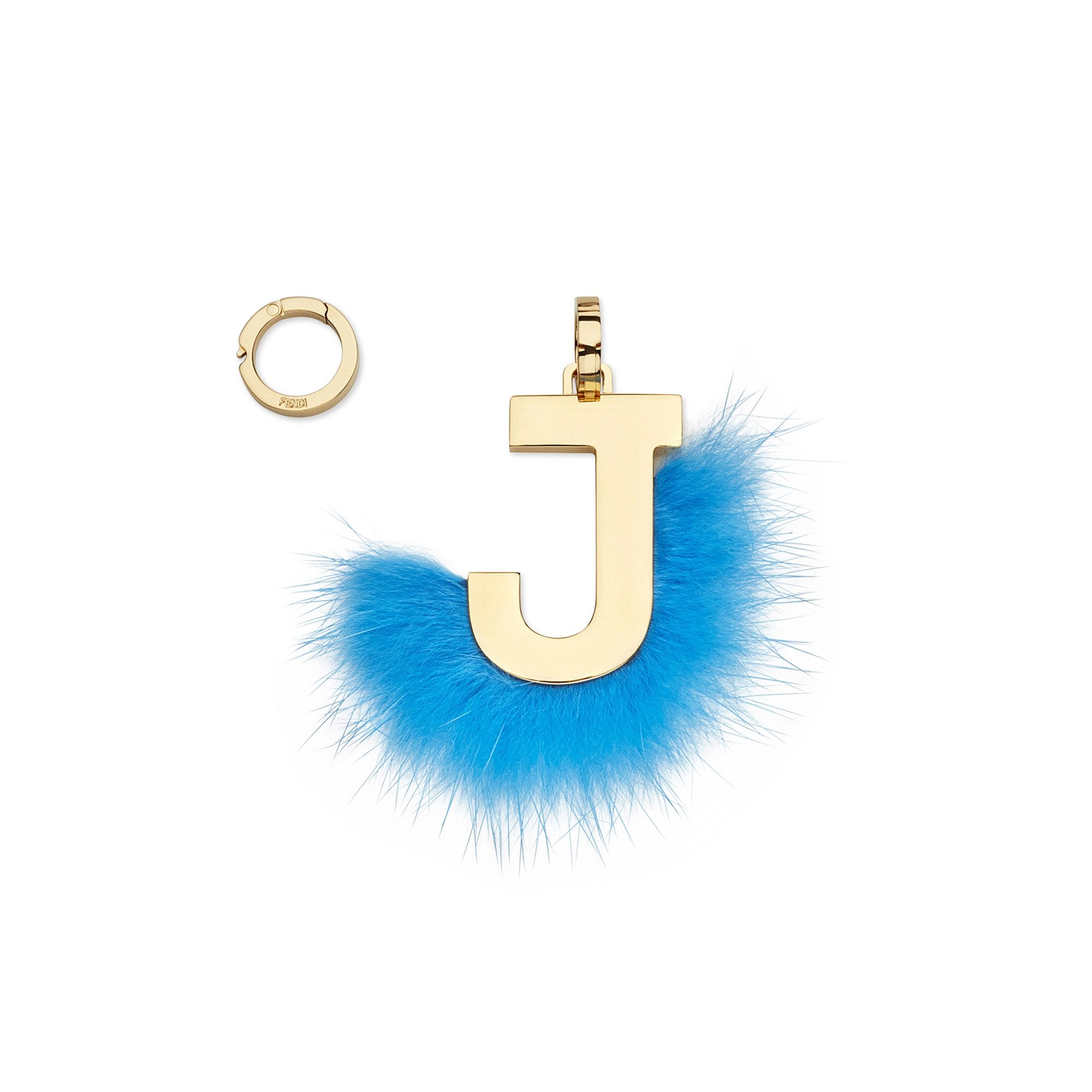 Pendentif Abclick « J » - Doré & Bleu Clair