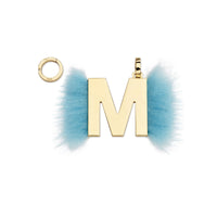 Pendentif Abclick « M » - Doré & Bleu Clair