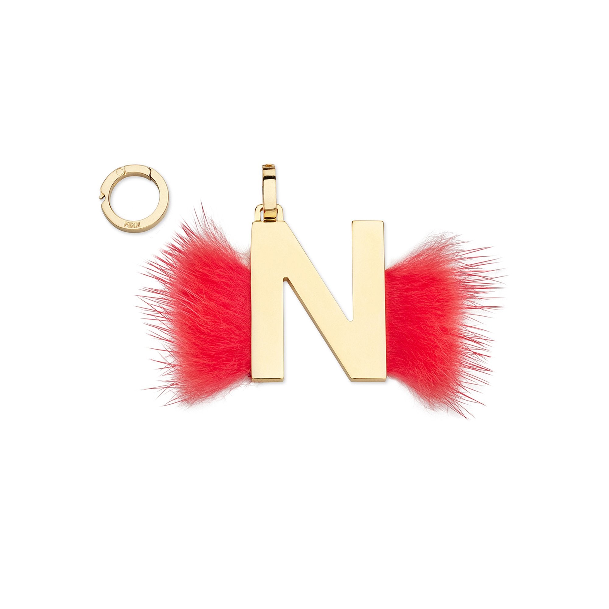Pendentif Abclick « N » - Doré & Rouge