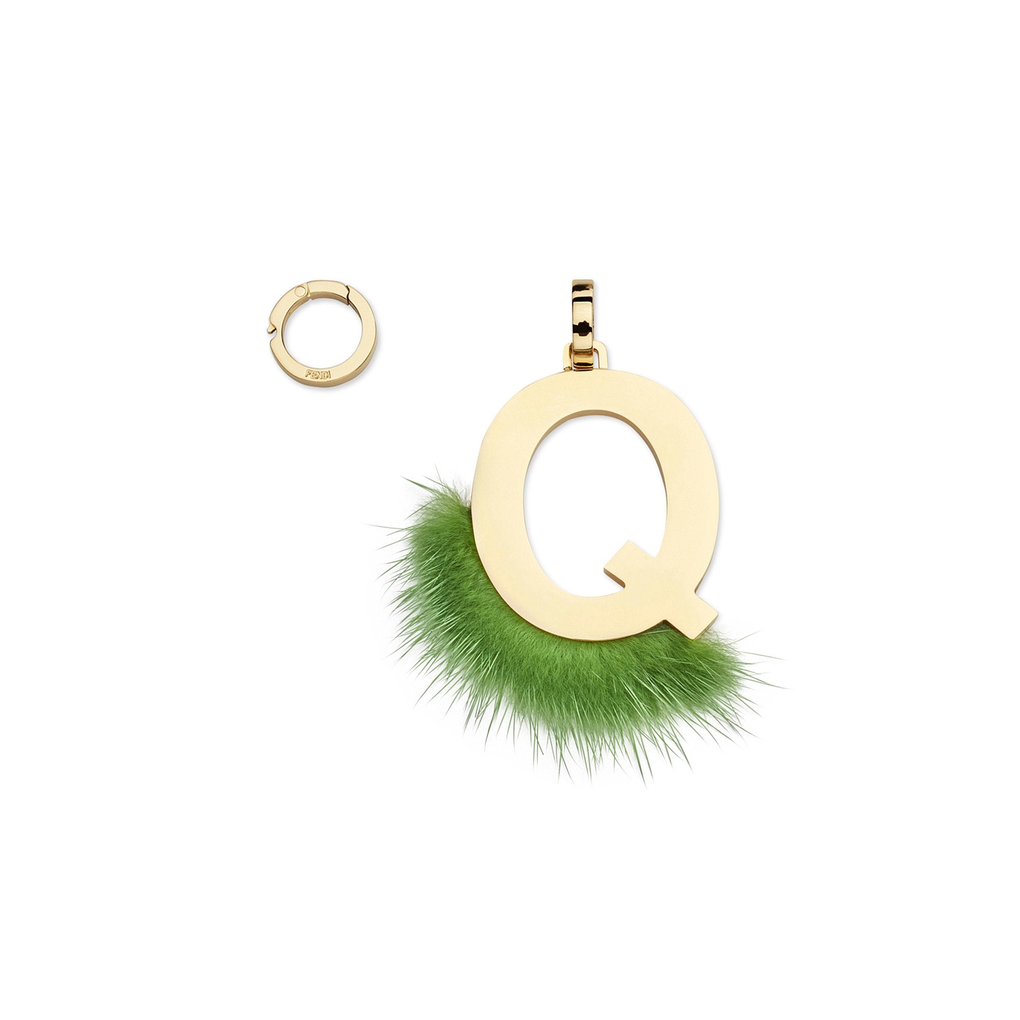 Pendentif Abclick « Q » - Doré & Vert