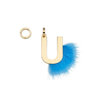 Pendentif Abclick « U » - Doré & Bleu Clair
