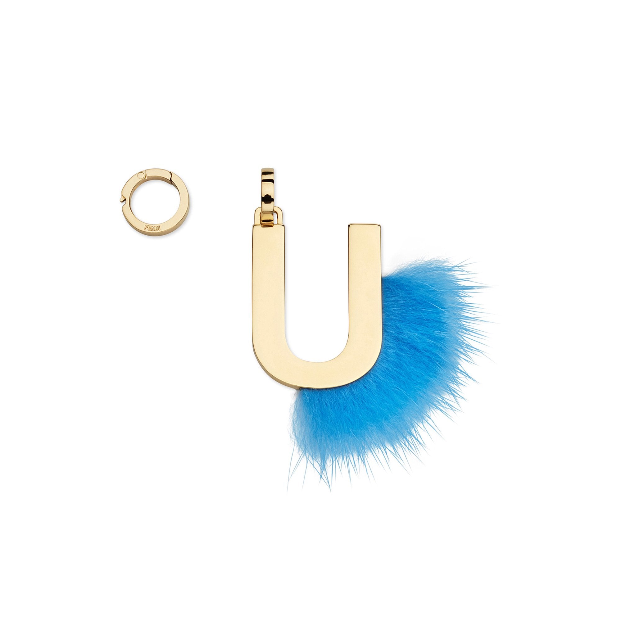 Pendentif Abclick « U » - Doré & Bleu Clair