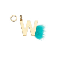 Pendentif Abclick « W » - Doré & Aigue-Marine