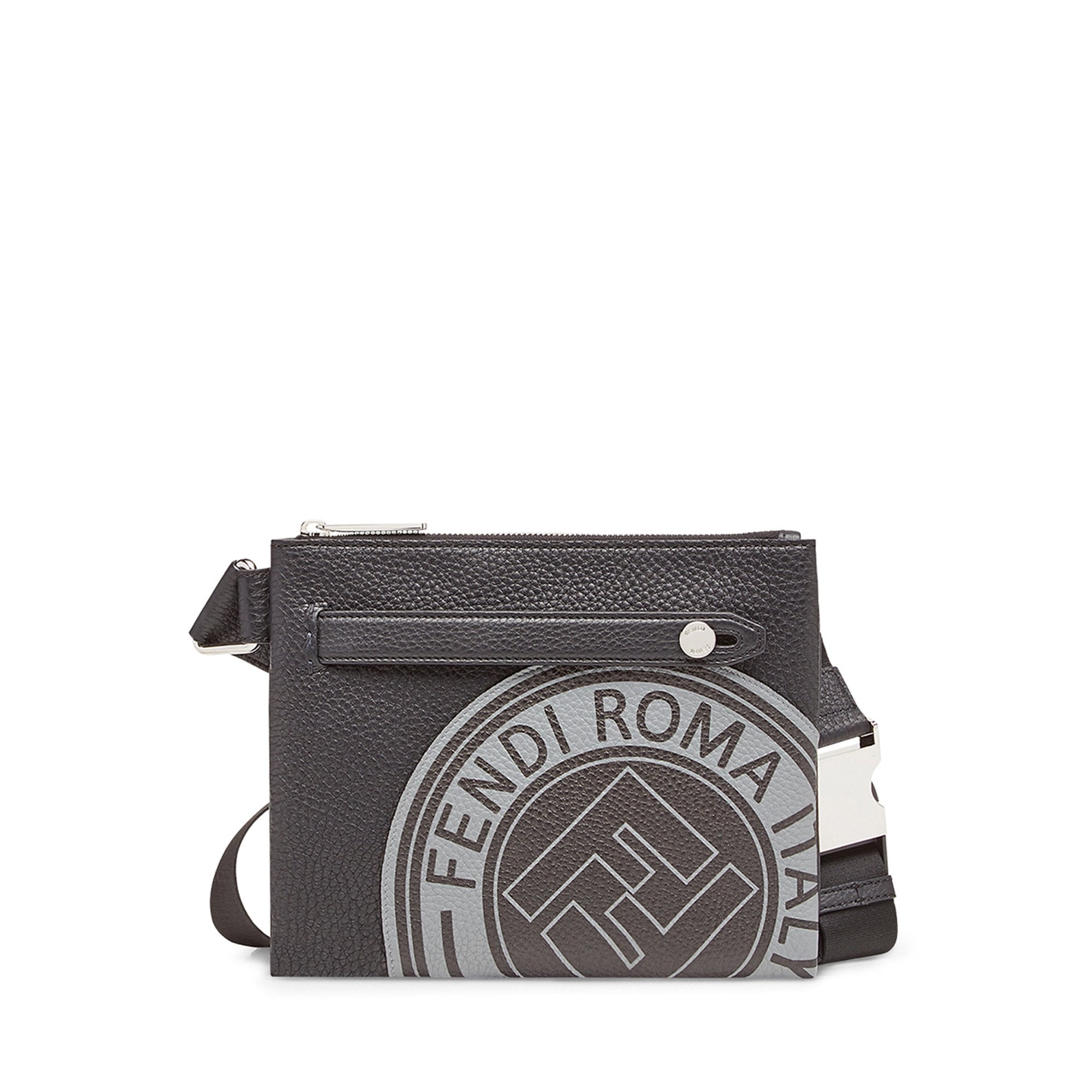Messenger Fendi Stamp en cuir - Noir