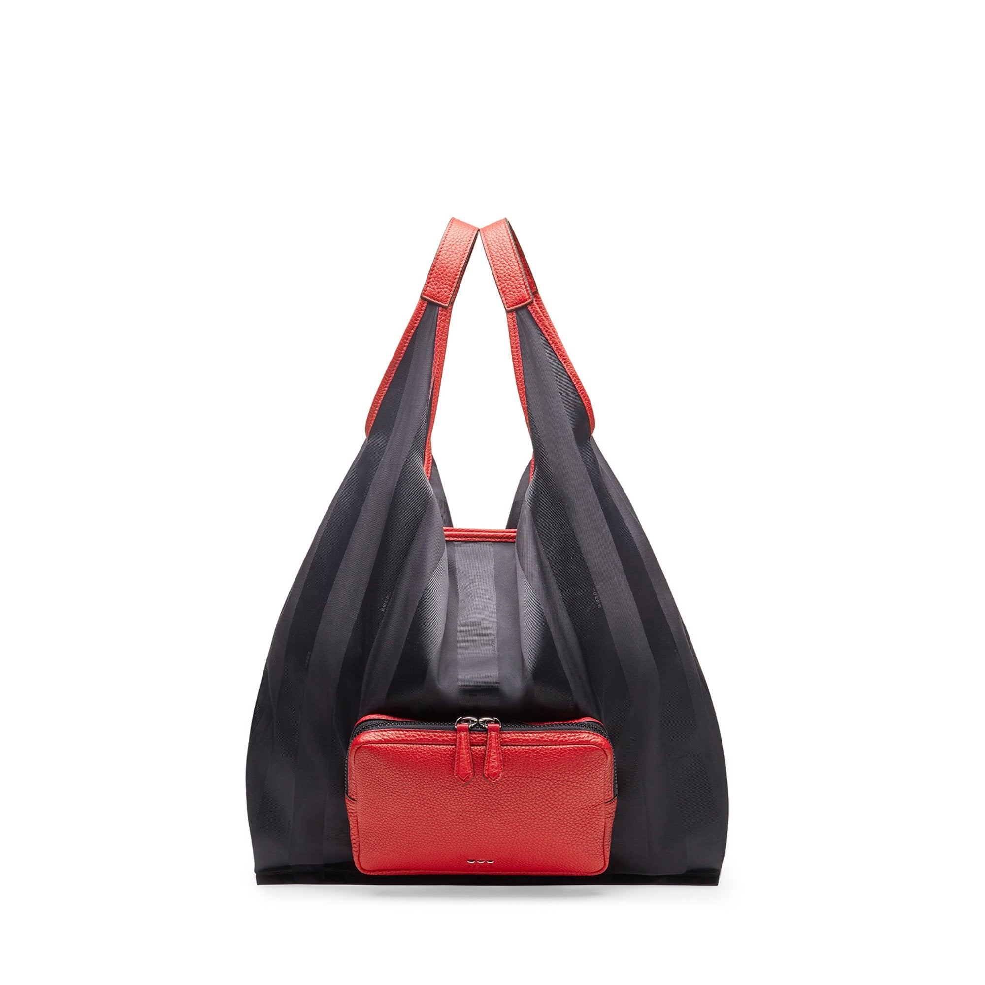 Sac shopping à rayures Pequin - Noir & Rouge