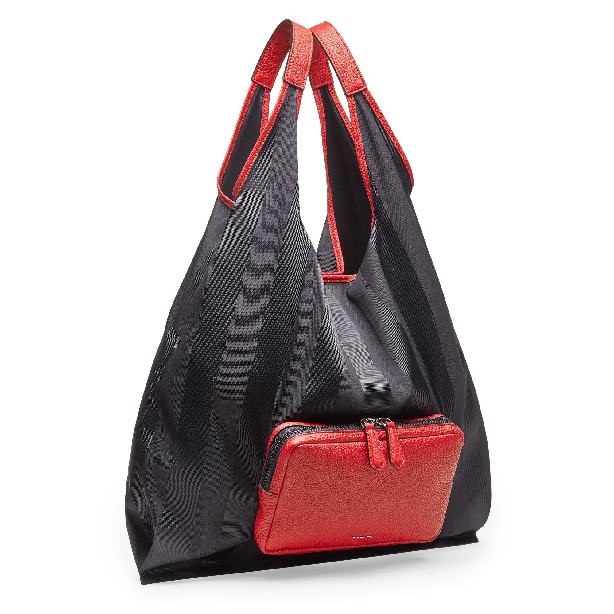 Sac shopping à rayures Pequin - Noir & Rouge
