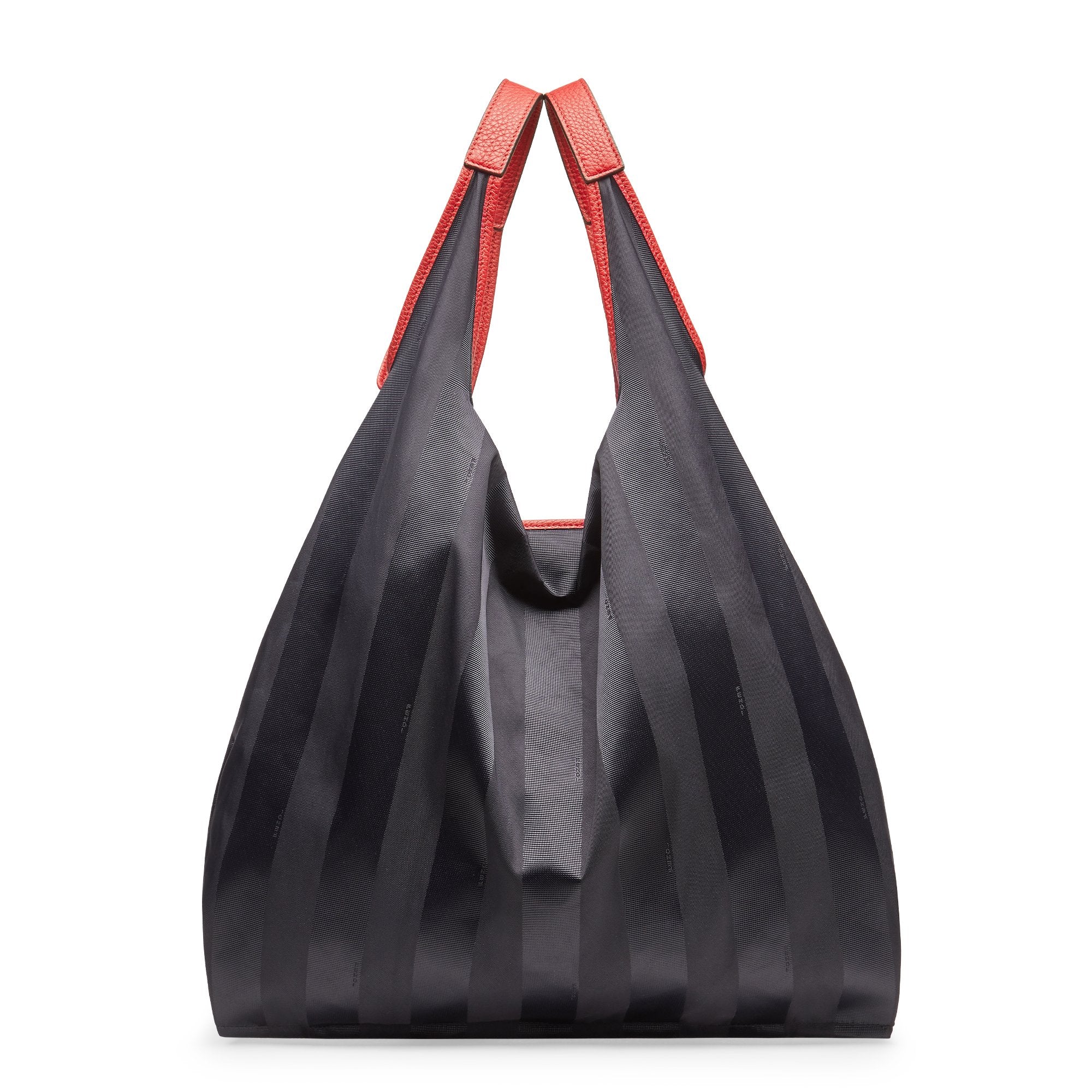 Sac shopping à rayures Pequin - Noir & Rouge