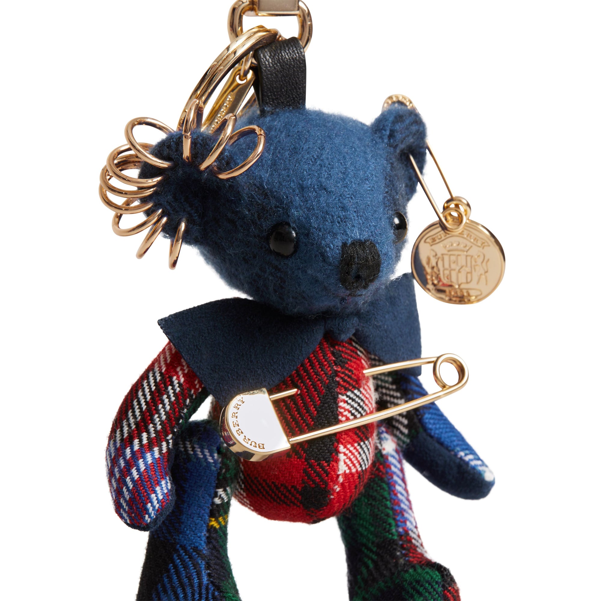 Porte-clés Thomas Bear orné d'une épingle en cachemire - Cadet Blue