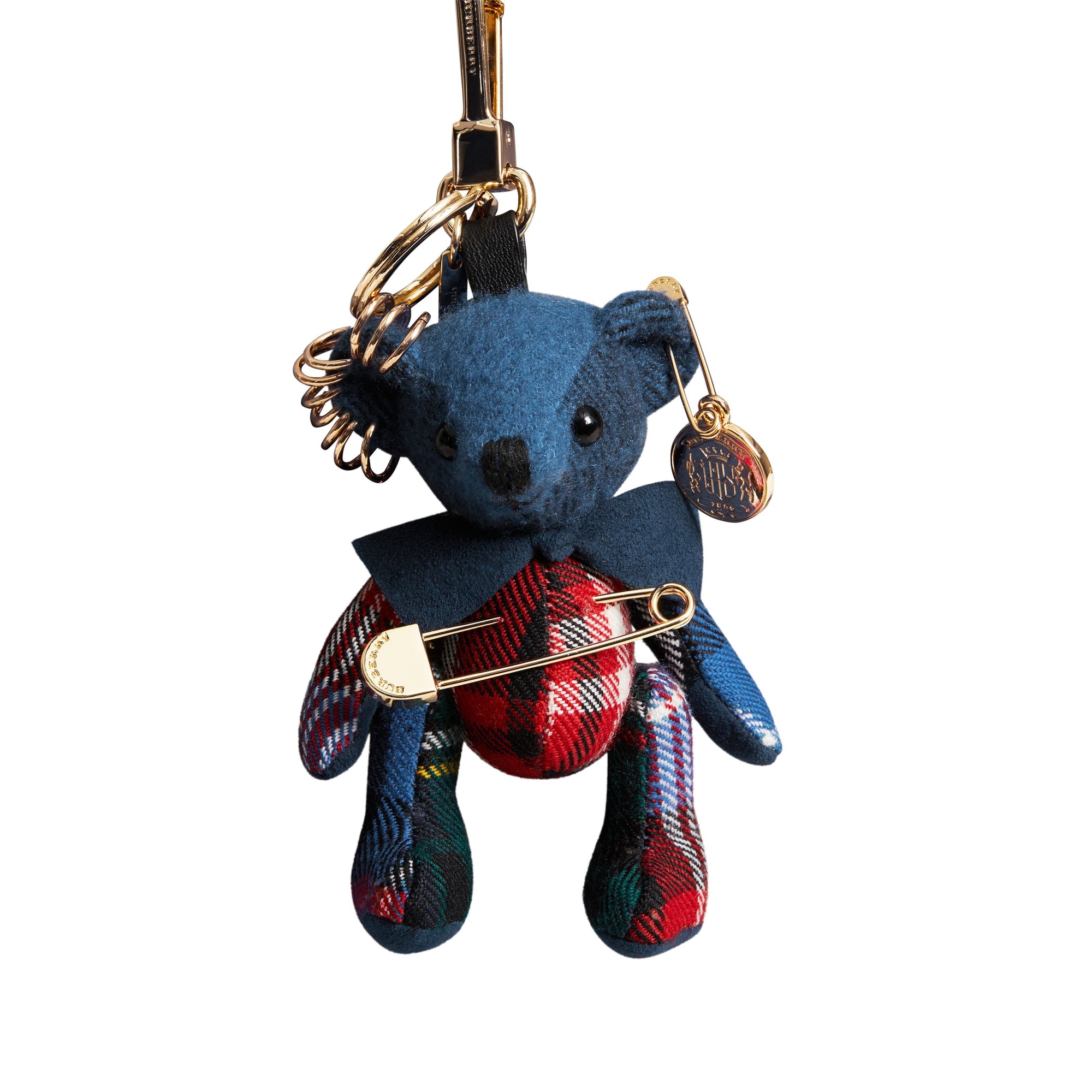 Porte-clés Thomas Bear orné d'une épingle en cachemire - Cadet Blue