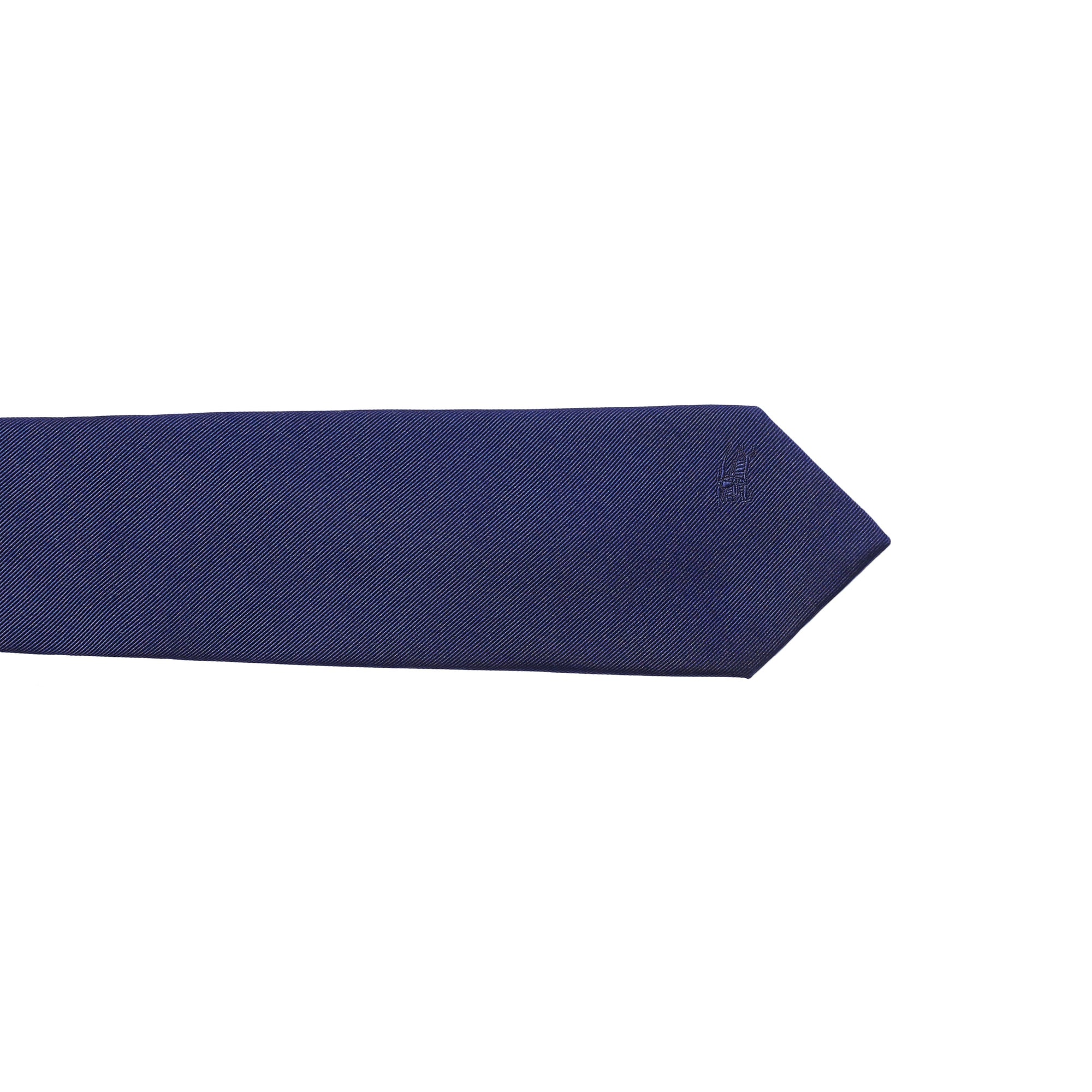 Cravate fine en sergé de soie à motif check - Navy