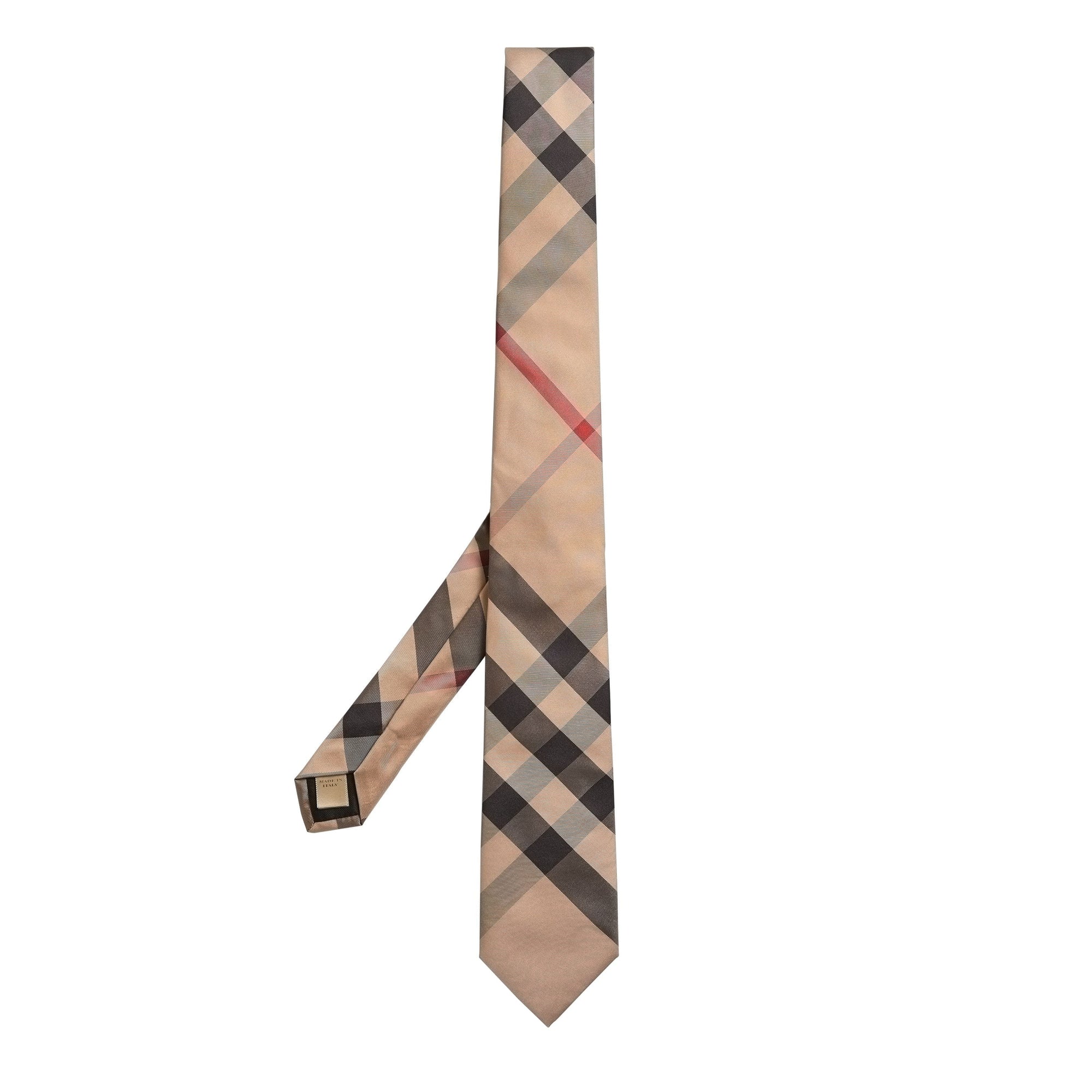 Cravate moderne en soie à motif check - Camel Check