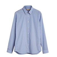 Chemise rayée ajustée en coton et fil coupé - Mid Blue