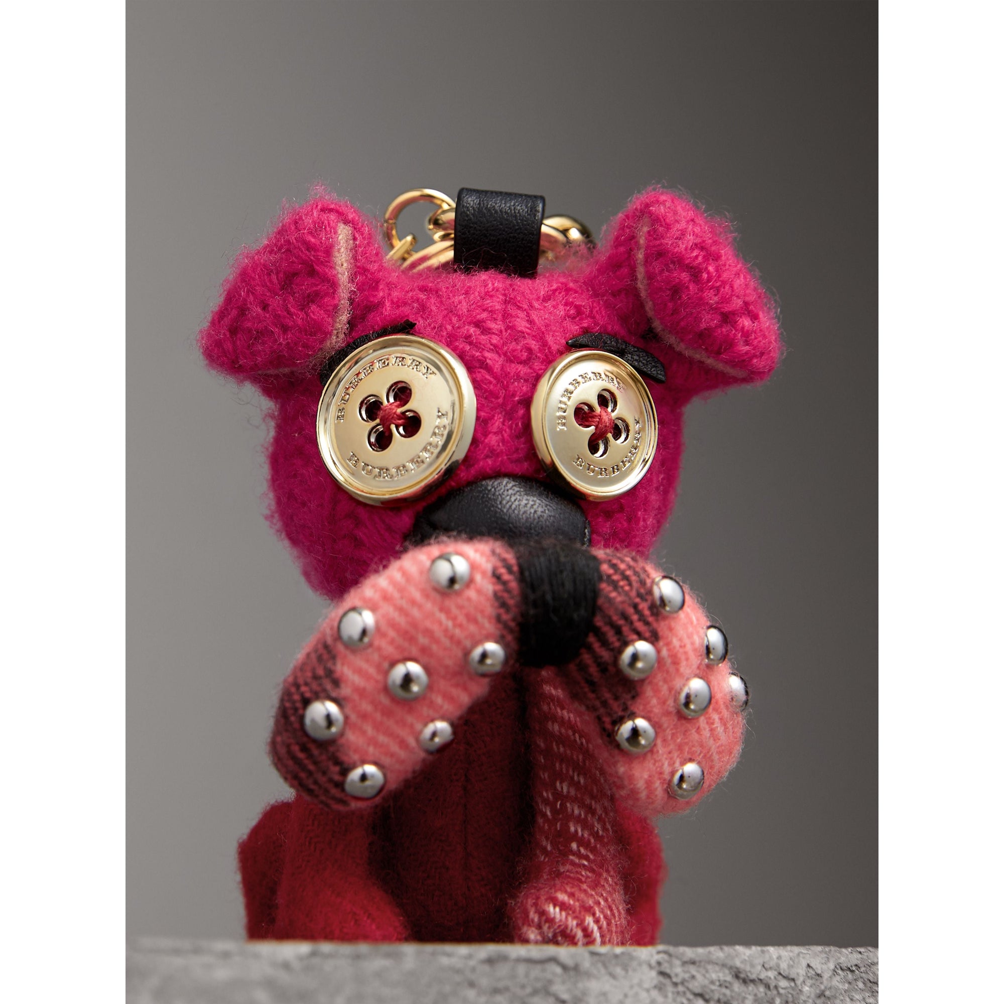 Bijou porte-clés en cachemire Seymour le Bouledogue - Parade Red