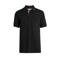 Polo en coton avec patte de boutonnage à motif check - Black