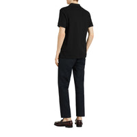 Polo en coton avec patte de boutonnage à motif check - Black
