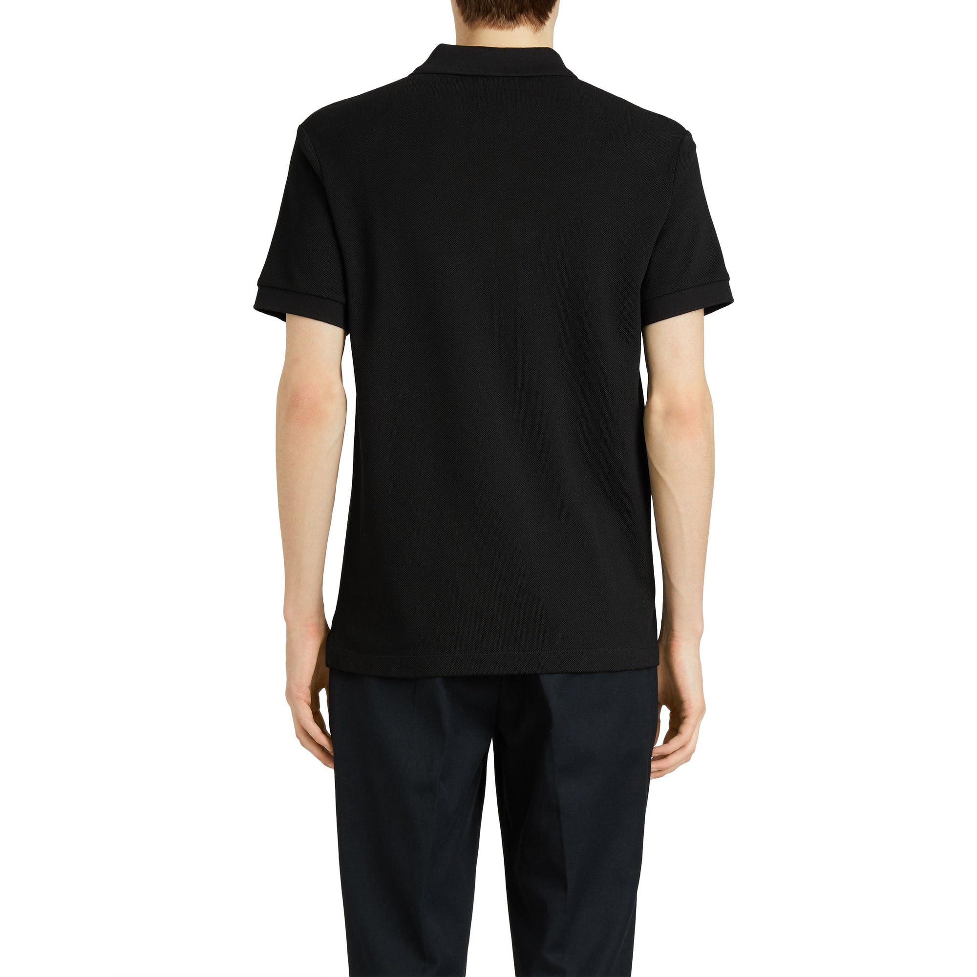 Polo en coton avec patte de boutonnage à motif check - Black
