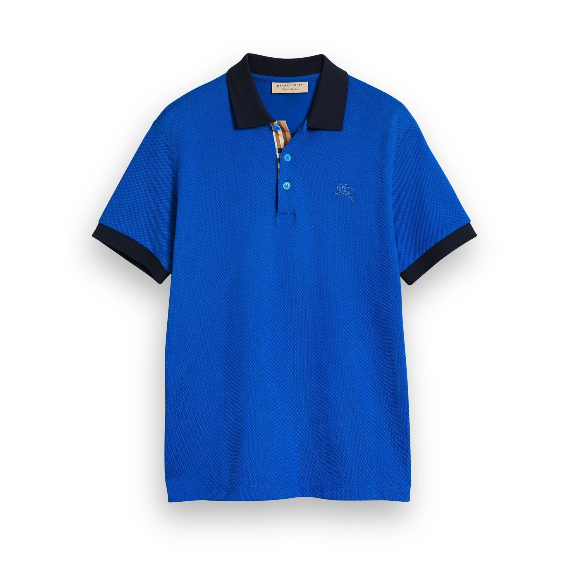 Polo en coton avec col contrastant - Cerulean Blue