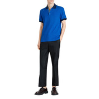 Polo en coton avec col contrastant - Cerulean Blue