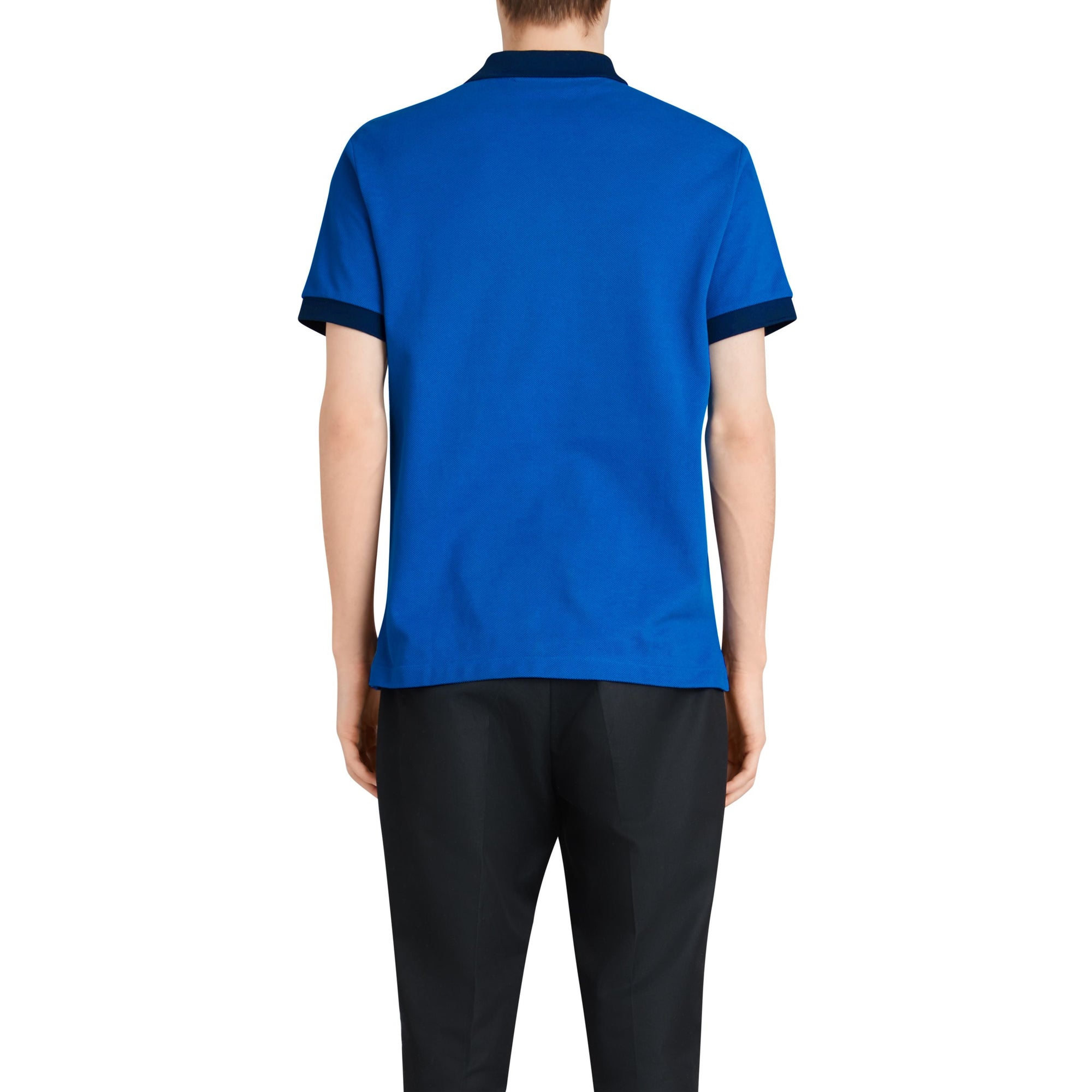 Polo en coton avec col contrastant - Cerulean Blue