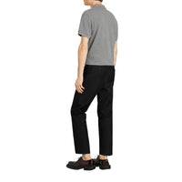 Polo en coton avec patte de boutonnage à motif check - Mid Grey Melange