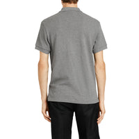 Polo en coton avec patte de boutonnage à motif check - Mid Grey Melange