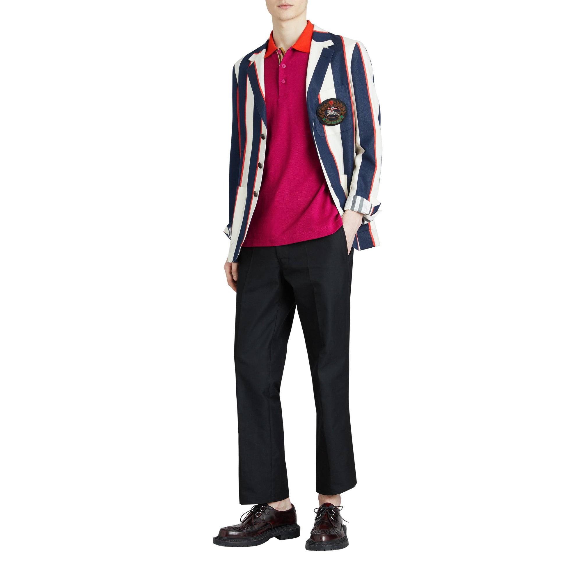 Polo en coton avec col contrastant - Plum Pink