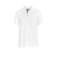 Polo en coton avec patte de boutonnage à motif check - White
