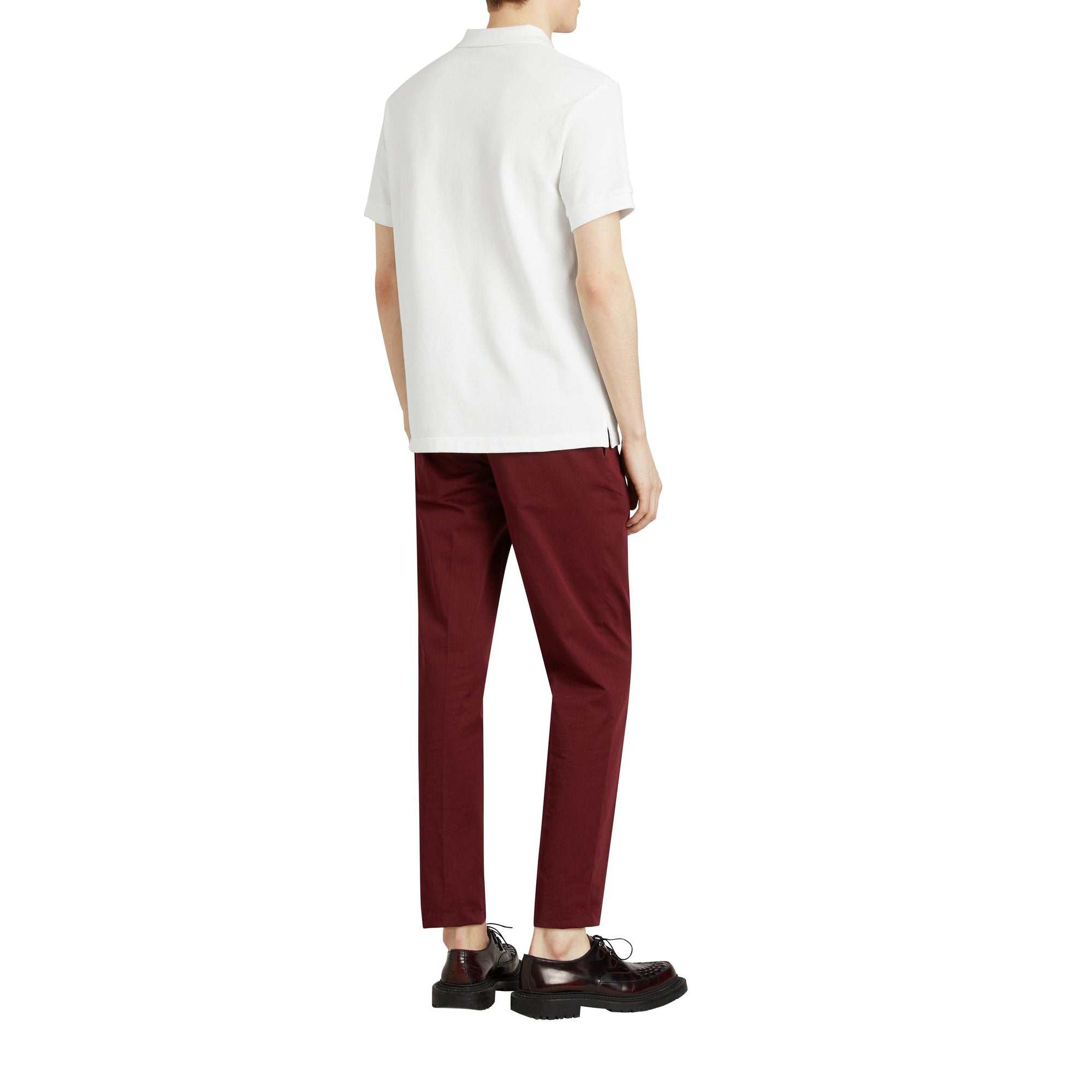 Polo en coton avec patte de boutonnage à motif check - White