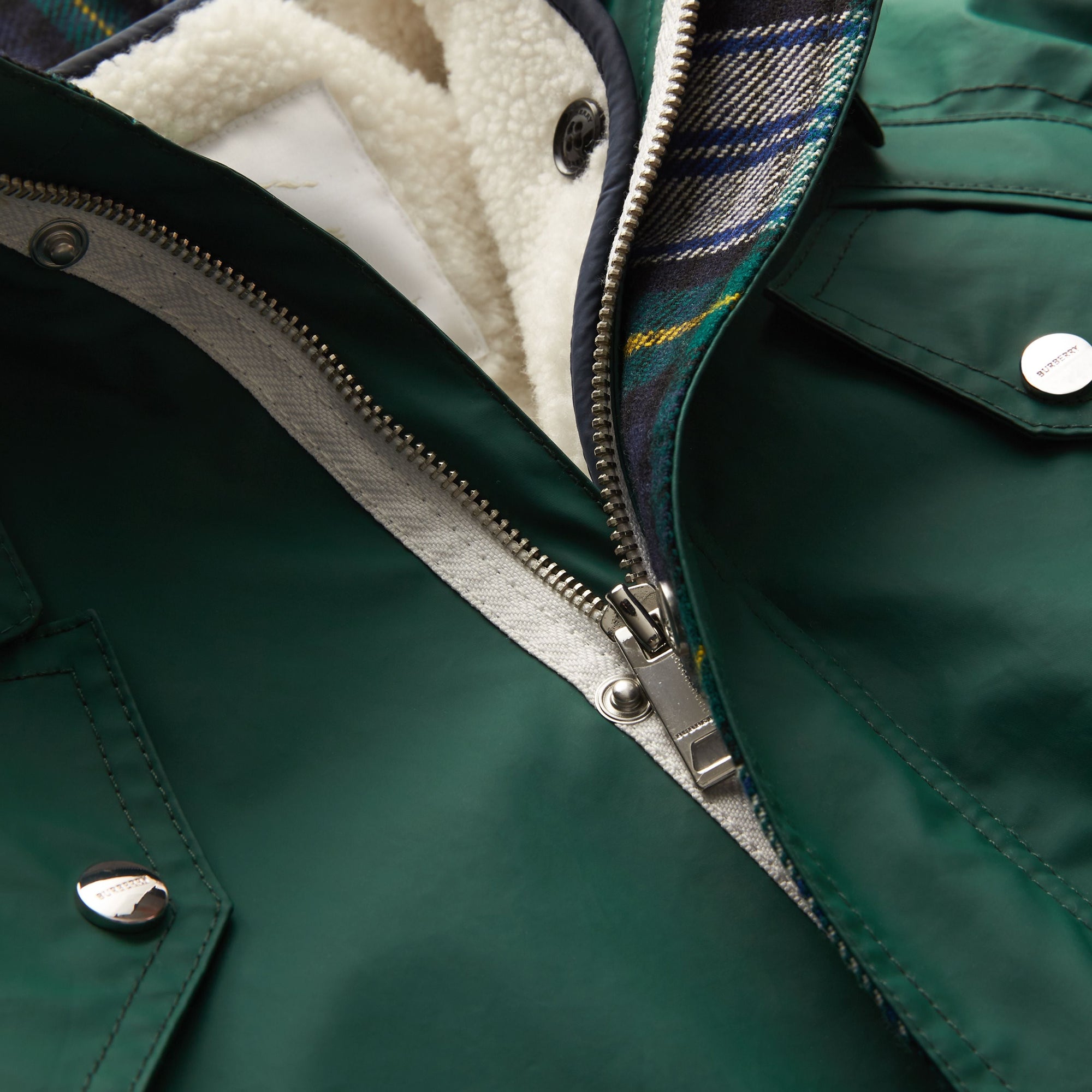Parka à capuche en coton mélangé avec gilet intérieur amovible - Forest Green