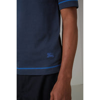 Polo en jersey de coton à bordures contrastantes - Navy Blue