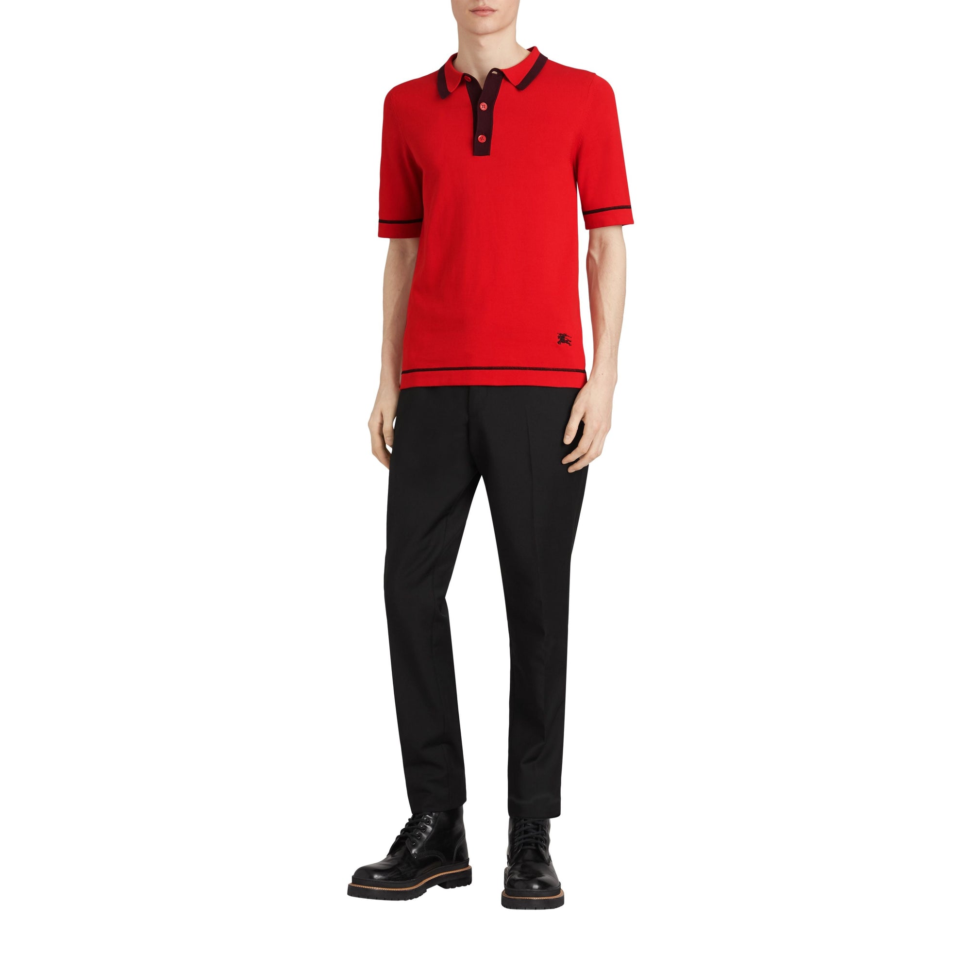 Polo en jersey de coton à bordures contrastantes - Bright Red