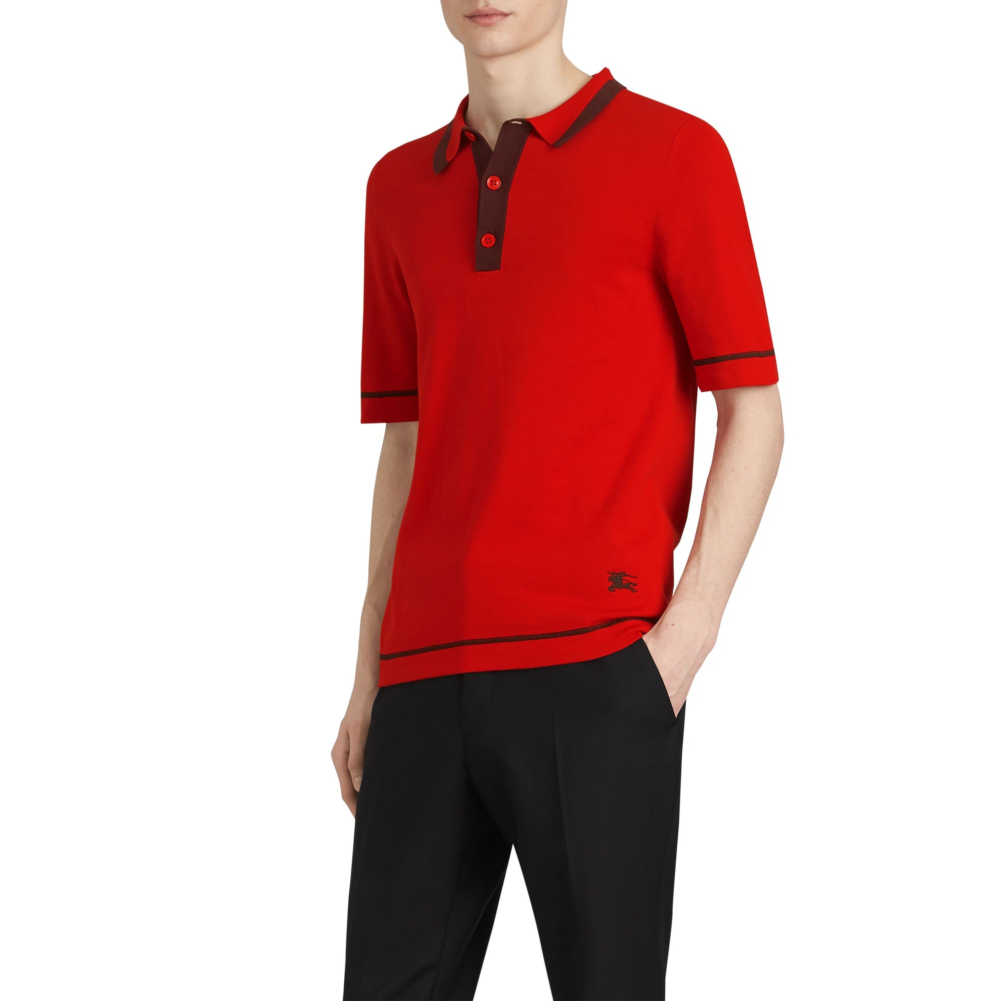 Polo en jersey de coton à bordures contrastantes - Bright Red