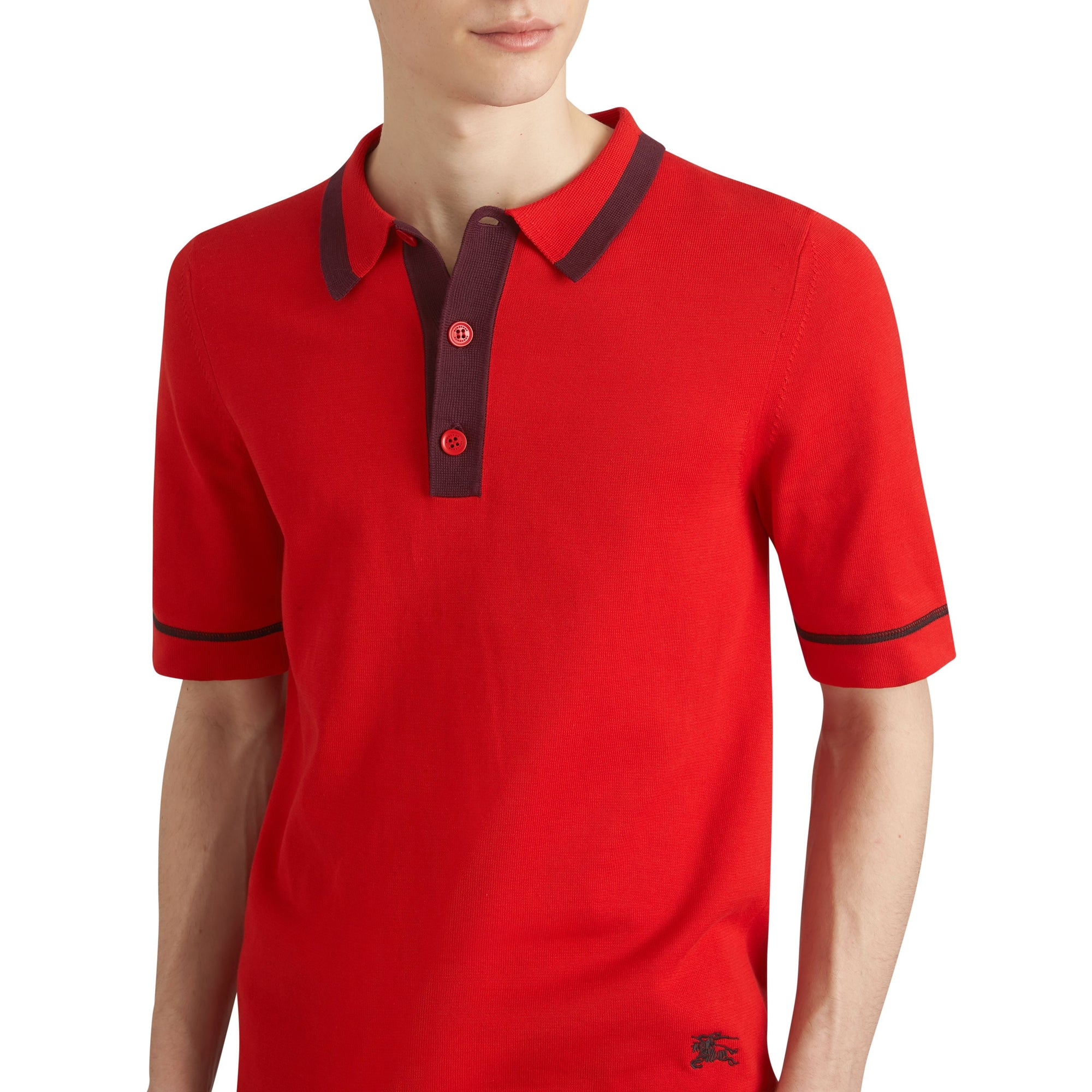 Polo en jersey de coton à bordures contrastantes - Bright Red