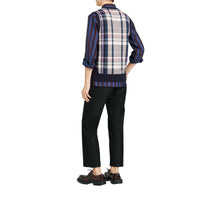 Haut sans manches en cachemire à motif check - Bright Navy