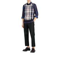 Haut sans manches en cachemire à motif check - Bright Navy